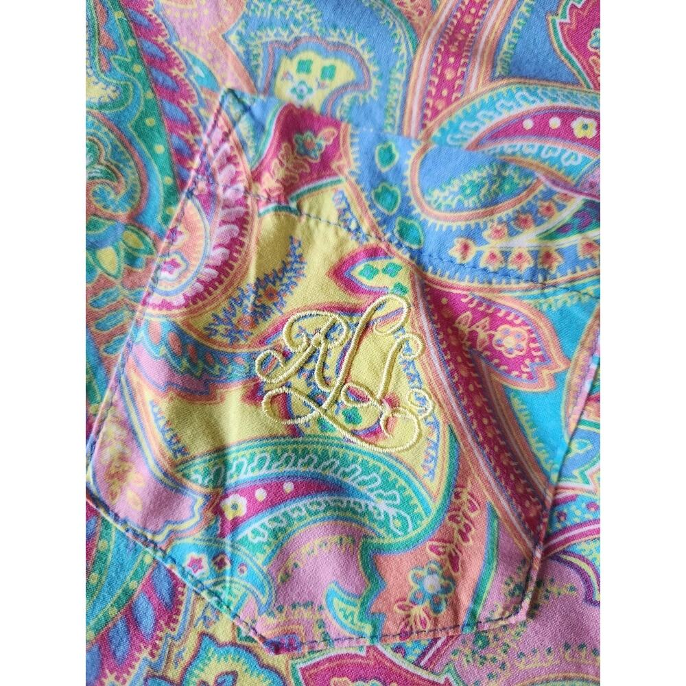 Ralph Lauren Garden Party Cotton Paisley Shirt Multicolor Button Up Shirt S - Picture 4 of 8